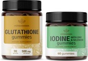 HERBAMAMA Glutathione ve Iodine Kit - 500 mg Grafik L-Glutathione & Pyumine Gummies - Vegan, Non-GMO, Gelatin-Free - 2 Pack