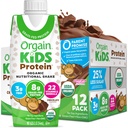 Orgain Organic Kids Protein Nutritional Shake, Chocolate - 8g of Protein, 22 Vitamins & Minerals, Fruits & Vegetables, Gluten Free, Soy Free, Non-GMO, 8.25 Fl Oz (Pack of 12)