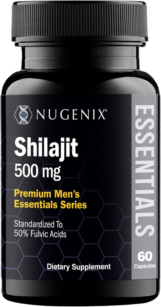 Nugenix Temels Shilajit Capsules For Men and Women - 500 mg, Standardized to 50% Fulvic Acids, Himalaya, 60 Capsules