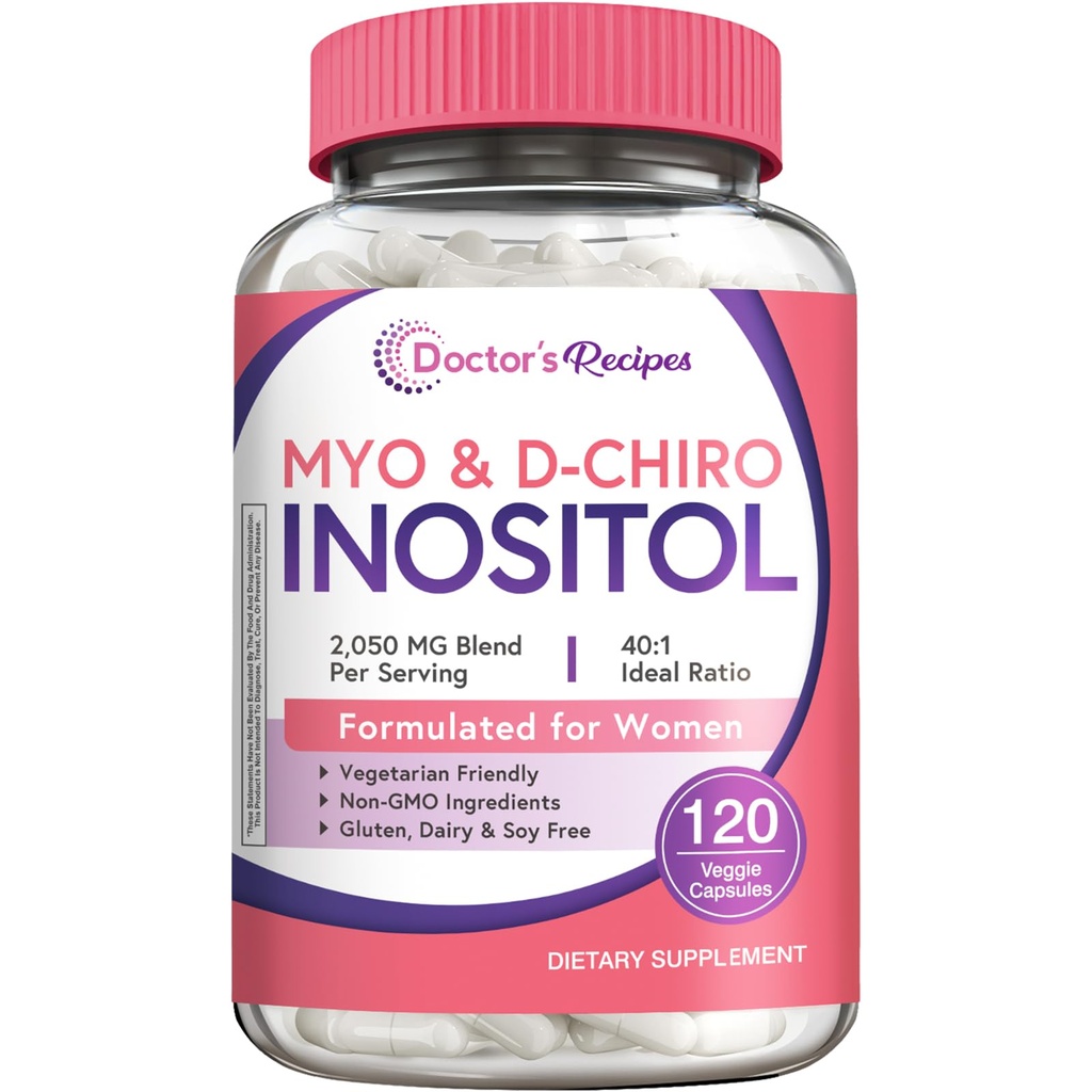 Doktor'un Tarifleri Tamam, Myo-Inositol & D-Chiro Inositol Capsules 2050mg, Ideal 40:1 Mix, Kadınlar için Hormon Dengesi, Ovarian Function & Fertness Desteği, 120 Vegan Caps