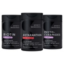 Sports Research® Healthy Skin and Hair Support - Vegan Biotin 10,000mcg with Coconut Oil, Triple Strength Astaxanthin 12mg, and Phytoceramides 350mg per Softgel · Non-GMO · Vegan · Gluten-Free