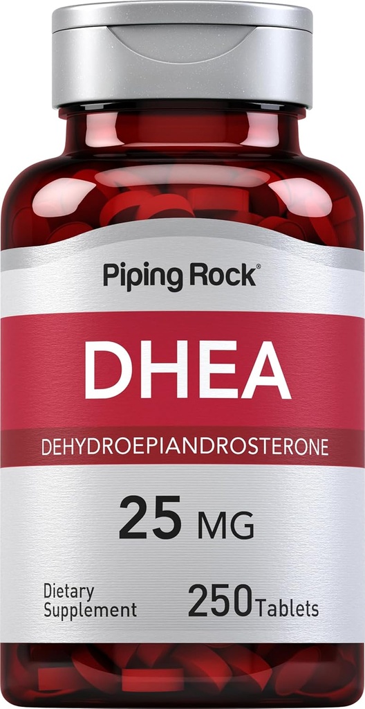 Piping Rock DHEA 25mg | 250 Tablet | Dehidrepiandrosterone Supplement | Non-GMO, Gluten Free