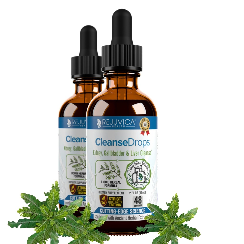 Rejuvica Health Cleanse Drops - Advanced Kidney & Gallbladder Cleanse Support Supplement - Daha İyi Aborpsiyon için Sıvı Teslimat - Amazon Rainforest'te Kullanılan Chanca Piedra