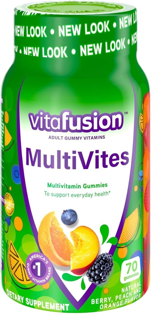 Vitafusion Multi Vites Gummy Βιταμίνες, Berry, Ροδάκινο και Πορτοκαλί - 70 Gummies