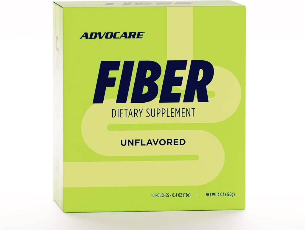 AdvoCare Fiber Dietary Supplement - Daily Powder Supplement with Soluble & Insolute Fiber - Blend Περιλαμβάνει Σπόρους Ψυλλίου & Καλαμποκιού - Υποστηρίζει Digestive Health* - Unflavoured - 10 Pouches