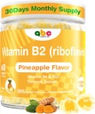 B2 Bmmies Riboflavin 400 mg for Men Chewable B2 Vitamins for Yetişkinler için B Complex Turmeric Extract for Digestive Comfort,Nervous System Support, Vegan, Sugar-Free, Pineapple Flavor,60 Count