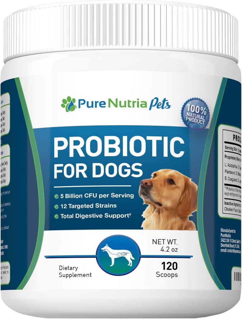 Dog Probiyotiks Dog Supplements - For Dog Diarrhea, Upset Stomachs, Yeast, Gas, Dog Antivirüs and Dog Immune System Support - Made in USA - 12 Targeted Strains 5 Milyar CFU - 120 Scoops