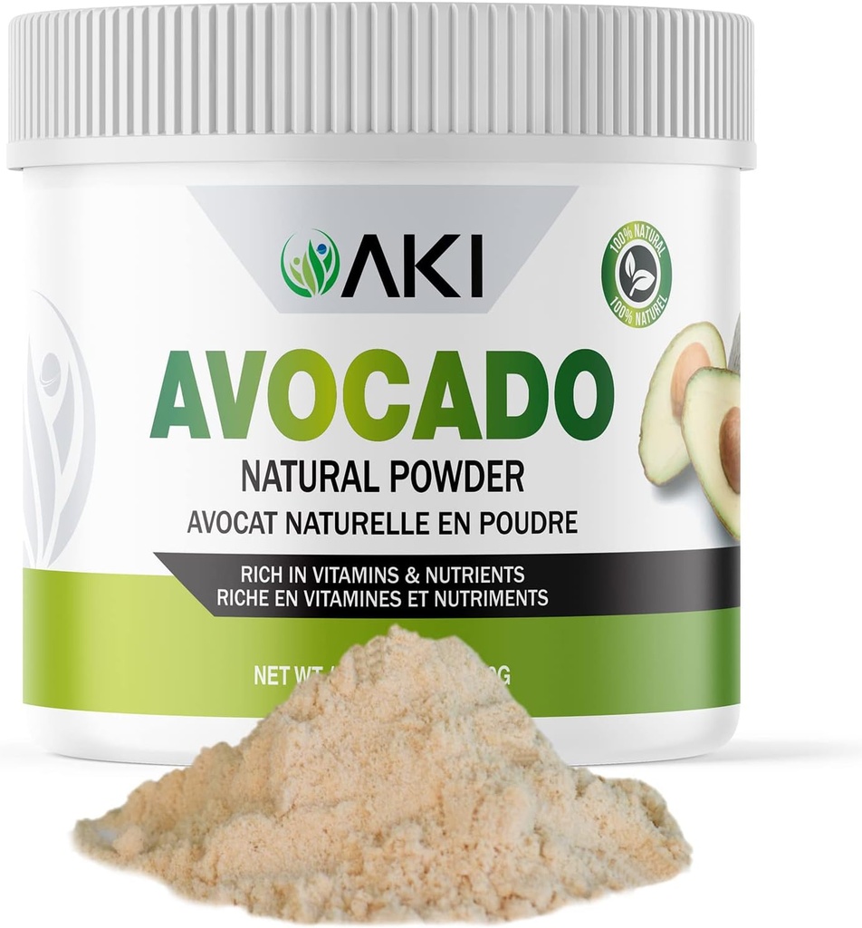 AKI Aokado Superfood Toz (6oz/170g) - Nutrients, Vitaminler, Omega 3 & Antioksilar - Parlaklar için ideal, Yogurt veya Milkshake Popsicles - Vegan & Non-GMO
