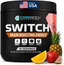 CoreBody Switch Energy Drink Mix -Nootropics Brain Support Supplement for Memory & Focus, Sugar Free Energy Branson with Nootropics, Alpha GPC, All Day Focus* (Tropical Punch)