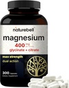 Magnesium Complex 400mg, 300 Capsules | Glycinate, Citrate | Chelated & Purified | Bone, Heart & Digestion Support | Non-GMO