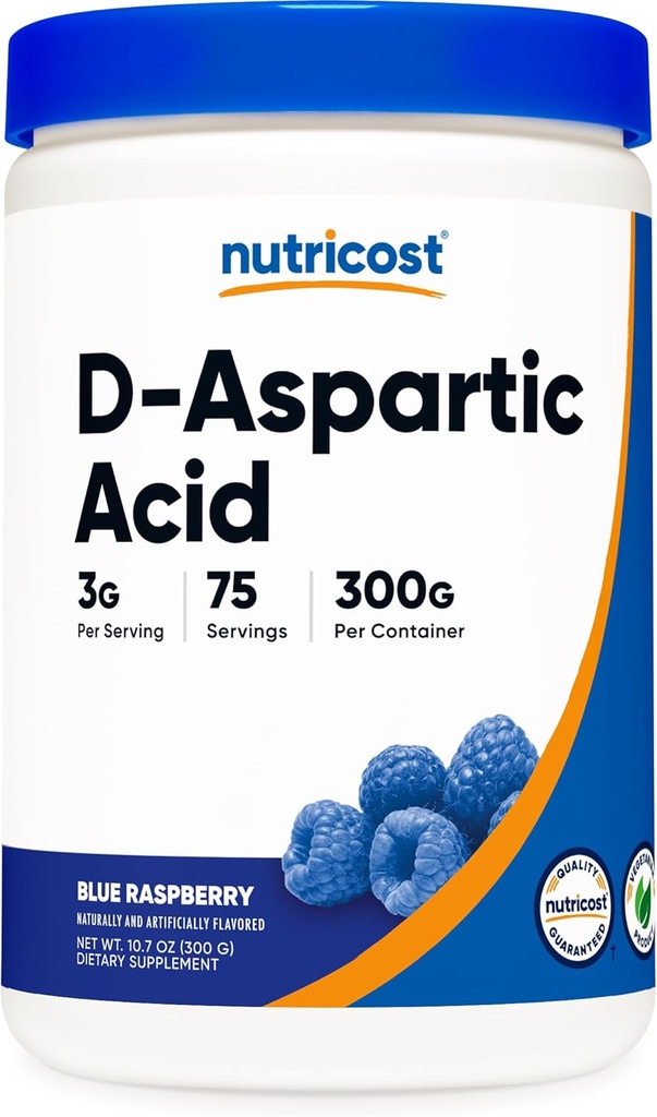 Nutricost D-ασπαρτικό οξύ (DAA) σκόνη 300G (μπλε σμέουρο) - Γεύση D-ασπαρτικό οξύ συμπλήρωμα σκόνης