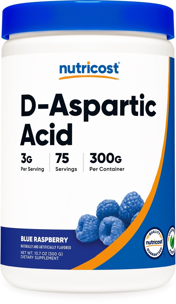 Nutricost D-Aspartic Acid (DAA) Toz 300G (Mavi Raspberry) - Flavored D-Aspartic Acid Toz Supplement