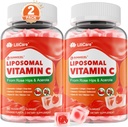 Liposomal Vitamin C 1000 mg Yetişkinler ve Çocuklar için Gummies 9+, 1660 mg Mix w/Echinacea, Elderberry, D3, çinko, Iron, Bioflavonoid, Astaxanthin, Natural Organic Chewable Vitamin C, Sugar Free, 2Pack