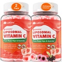 Liposomal Vitamin C 1000 mg Yetişkinler ve Çocuklar için Gummies 9+, 1660 mg Mix w/Echinacea, Elderberry, D3, çinko, Iron, Bioflavonoid, Astaxanthin, Natural Organic Chewable Vitamin C, Sugar Free, 2Pack