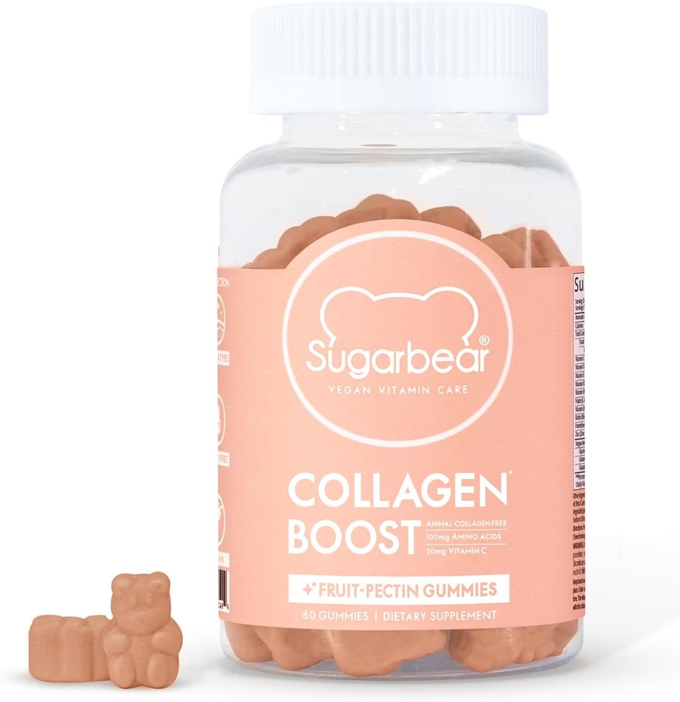 SugarbearPro Collagen Boosting Vegan Multivitamin Gummies, 100 mg of Platinum Acids, Vitamin C, Vitamin D, B-12 ve Biotin, Saçları teşvik eder, Nail, Skin, Bone & Joint Health 60 Count 2 Ay Supply