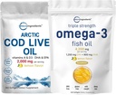 Triple Strength Omega 3 Fish Oil Supplements 4200 mg Per Service & Cod Liver Oil 2,000mg Per Servis, 360 Softgels | Lemon Flavored – Burpless – Wild Caught – Arctic Deep Sea Fish Fish