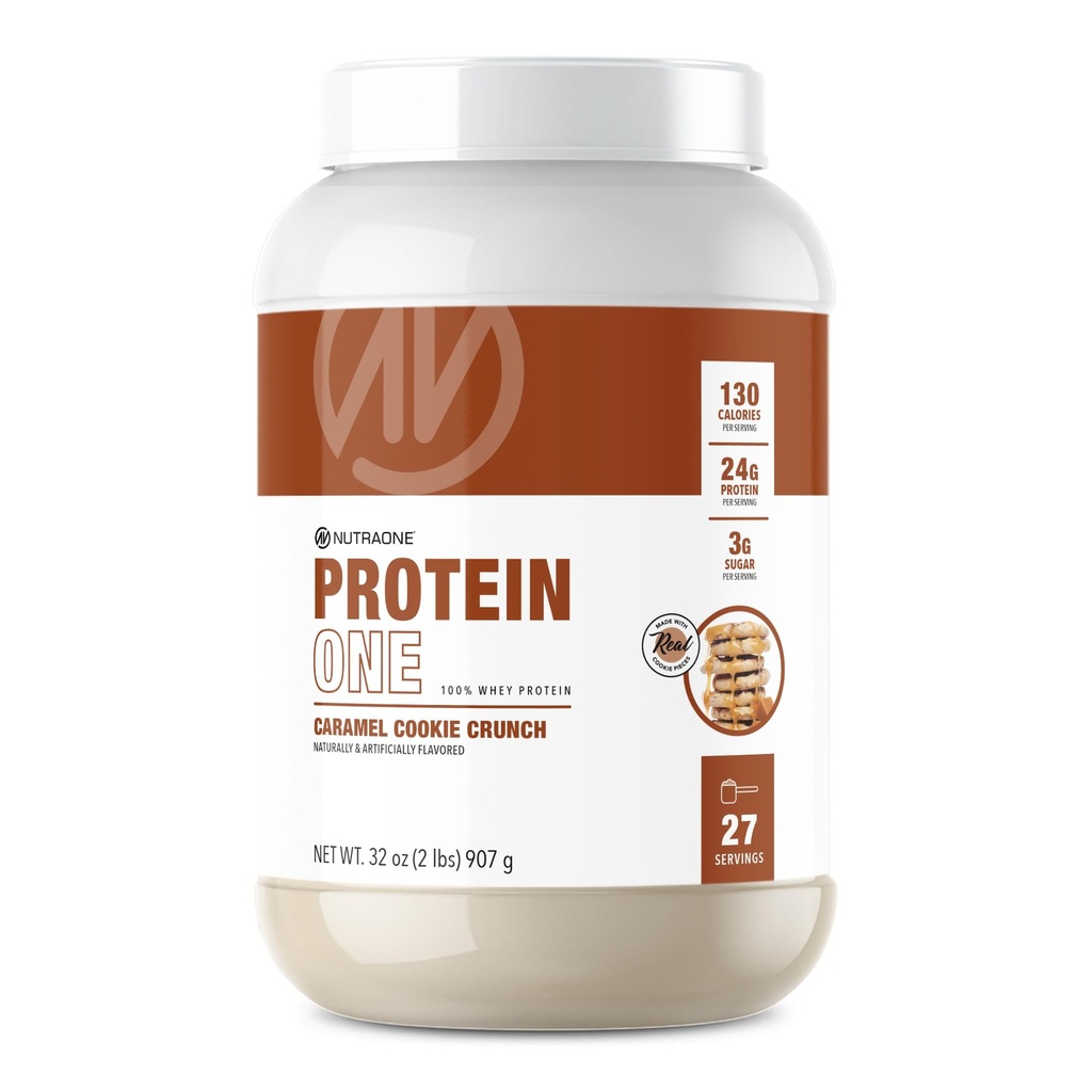 NutraOne ProteinOne Whey proteini Kurtarmayı Teşvik Ediyor ve Erkekler ve Kadınlar için bir Protein Shake Tozu (Caramel Cookie Crunch, 2 LB)