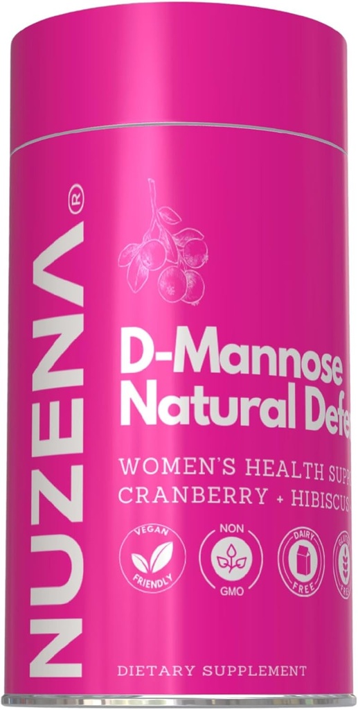 Nuzena D-Mannose + 1000mg with Cranberry 150mg, 60 Doğal Savunmanın Paketi Hibiscus Flower 100 mg ve Dandelion Root 100 mg In Service of 2 Capsules