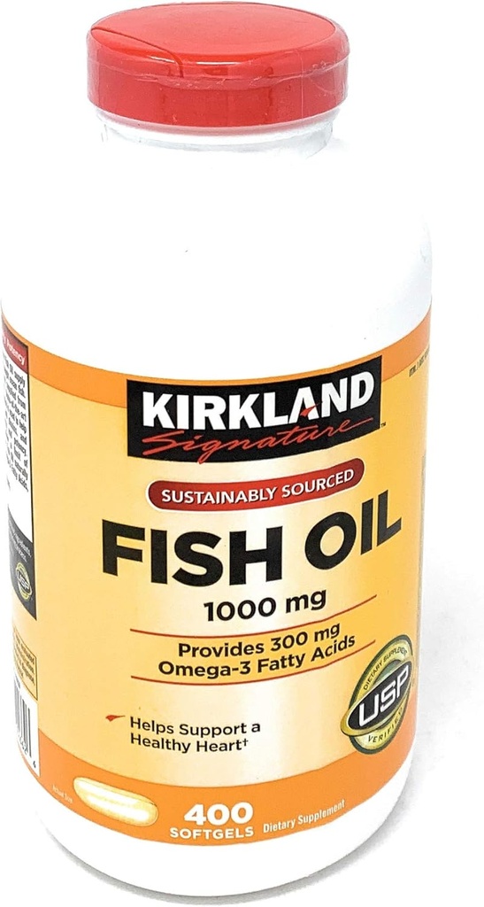 Fish Oil Kirkland Υπογραφή Συμπυκνωμένο με Ω-3 λιπαρά οξέα, 800 Softgels, 1000mg