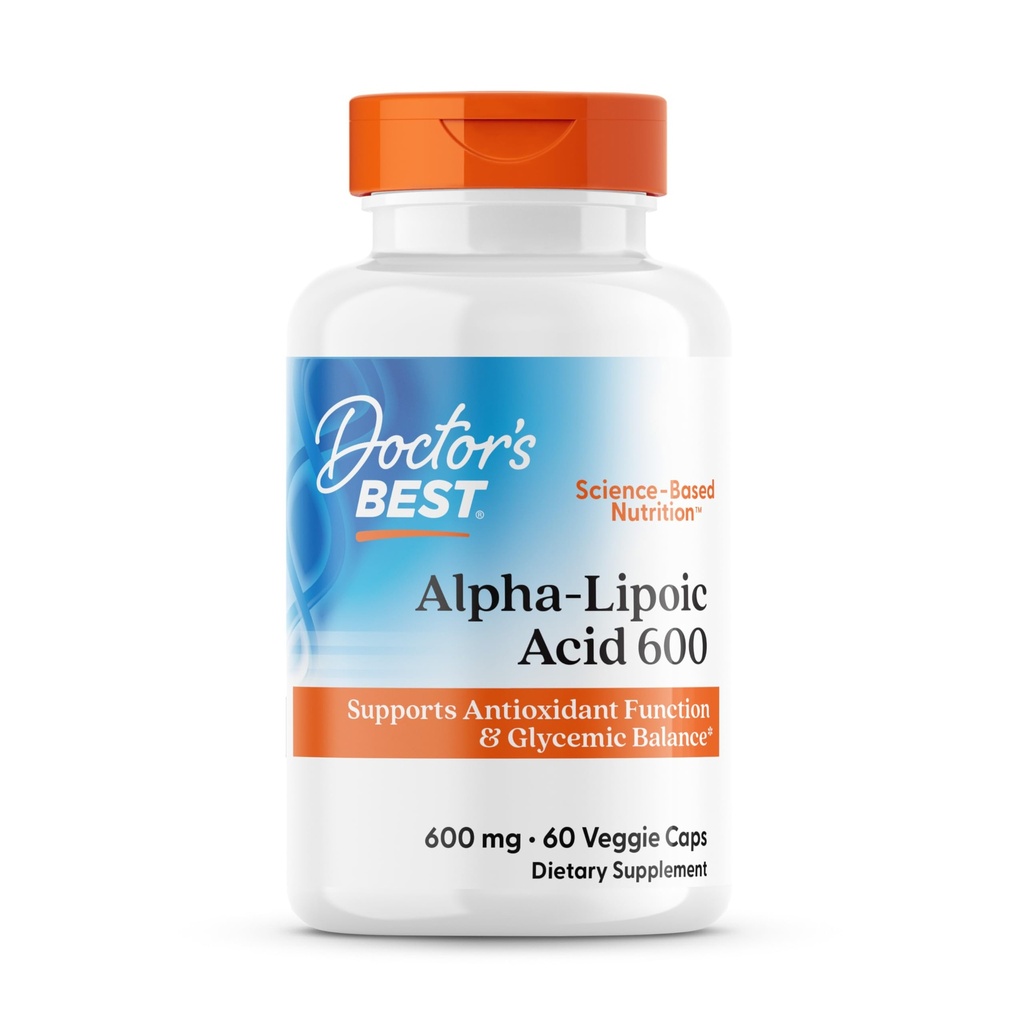Doktor'un En İyi Alfa-Lipoic Acid 600, Antioksi Fonksiyonl & Glymimic Balances, Non-GMO, Gluten Free, Vegan, Soy Free, 600 mg, 60 Veggie Caps