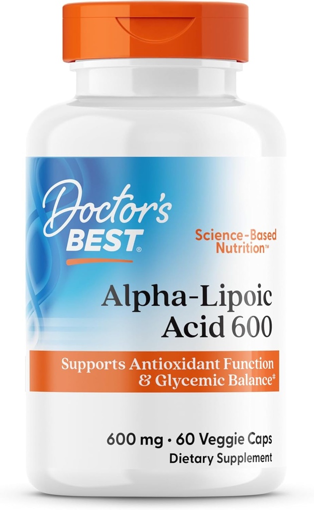 Doktor'un En İyi Alfa-Lipoic Acid 600, Antioksi Fonksiyonl & Glymimic Balances, Non-GMO, Gluten Free, Vegan, Soy Free, 600 mg, 60 Veggie Caps