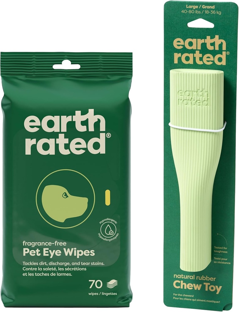 Dünya Temiz & Calm Sche - 70 Fragrance-Free Pet Eye Wipes & 1 Büyük Zenginleştirme Toy