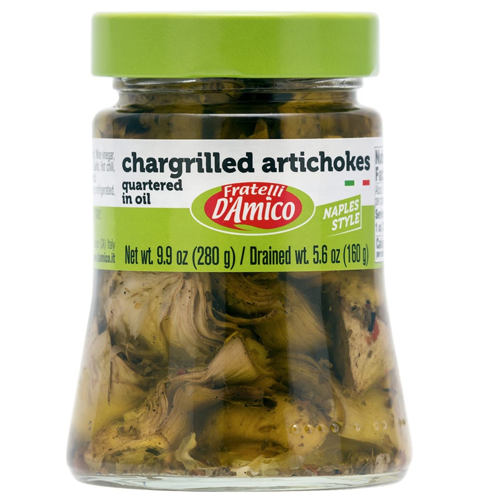 UYARLI D'AMICO - Chargrilled Artichokes, Oil, Grilled, Napoli Style, 9.9oz (280g) NON-GMO
