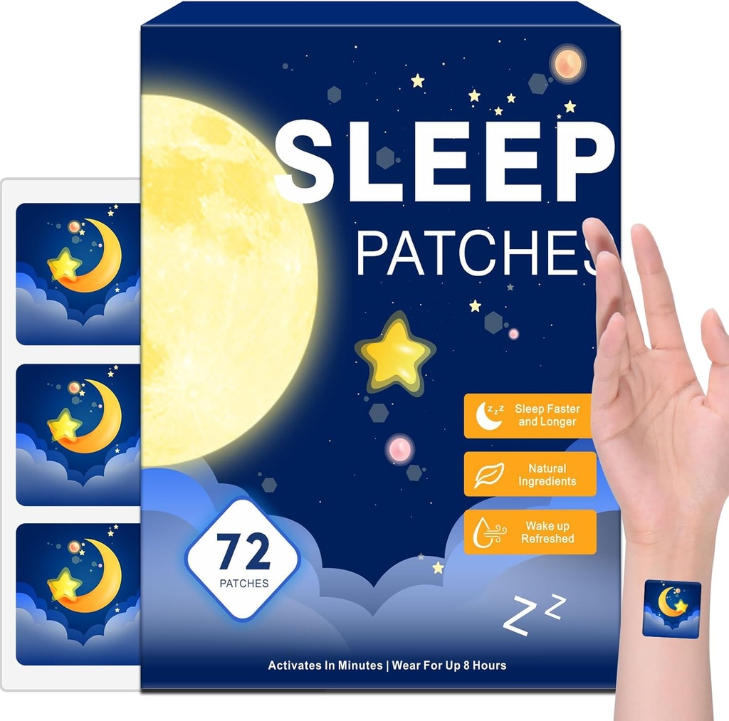 72 Pack Sleep Patches for Yetişkinler Ekstra Kuvvet, Easy-to-Apply Sleep Patch with Valerian & Melatonin Patches, Long-Lasting Night for Men and Women Women