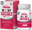 Hemeboost Forte 34.8 mg (696 mg Heme Iron) I 30 Tablet I High Potency Natural Iron Supplement I High Abxia & Gentle on Stomach I Iron Pills for Yetişkinler & Safe for Use in Gebelik