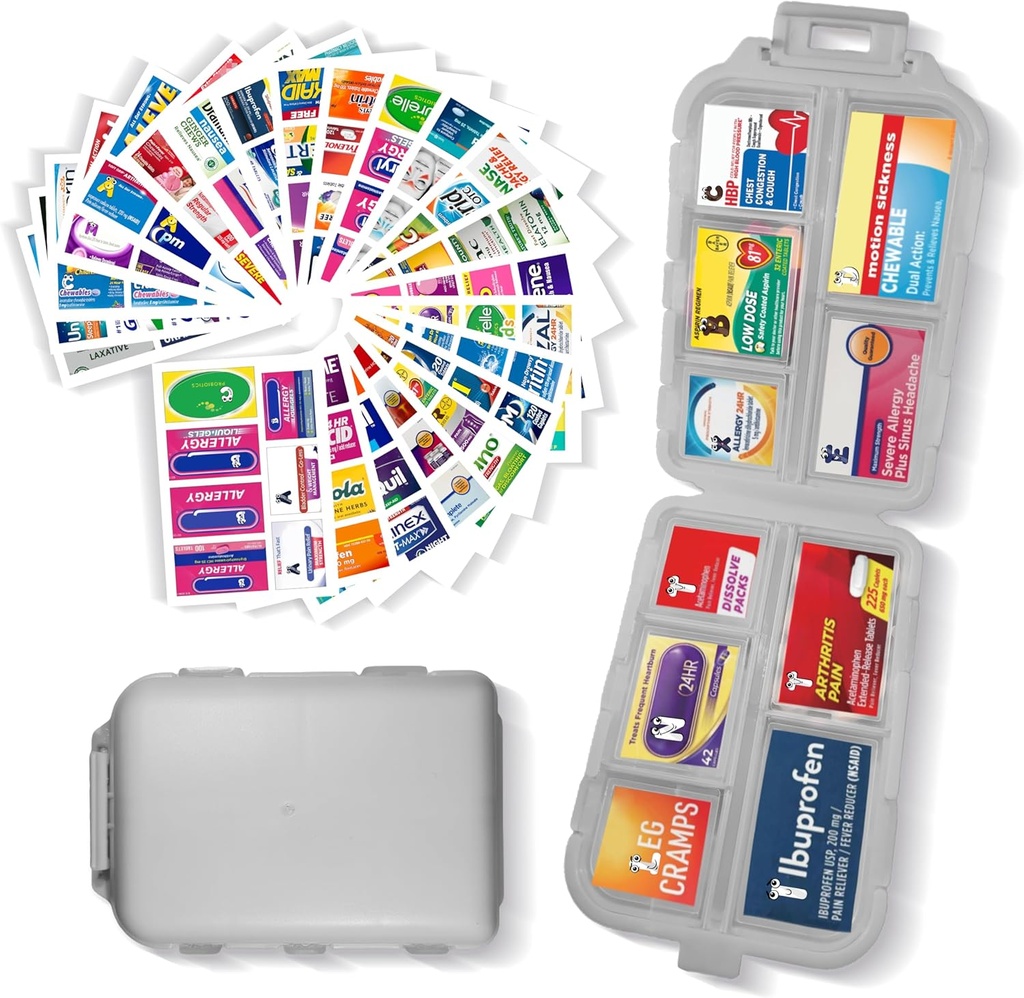 Pill Organizer with Medicine 161 Etiketler Seyahat Günlük Pill Konteyner Mini İlaç Organize Depolama Pill Organizer Seyahat Essentials Pill Case 7 Day (Grey, 1 Pack)