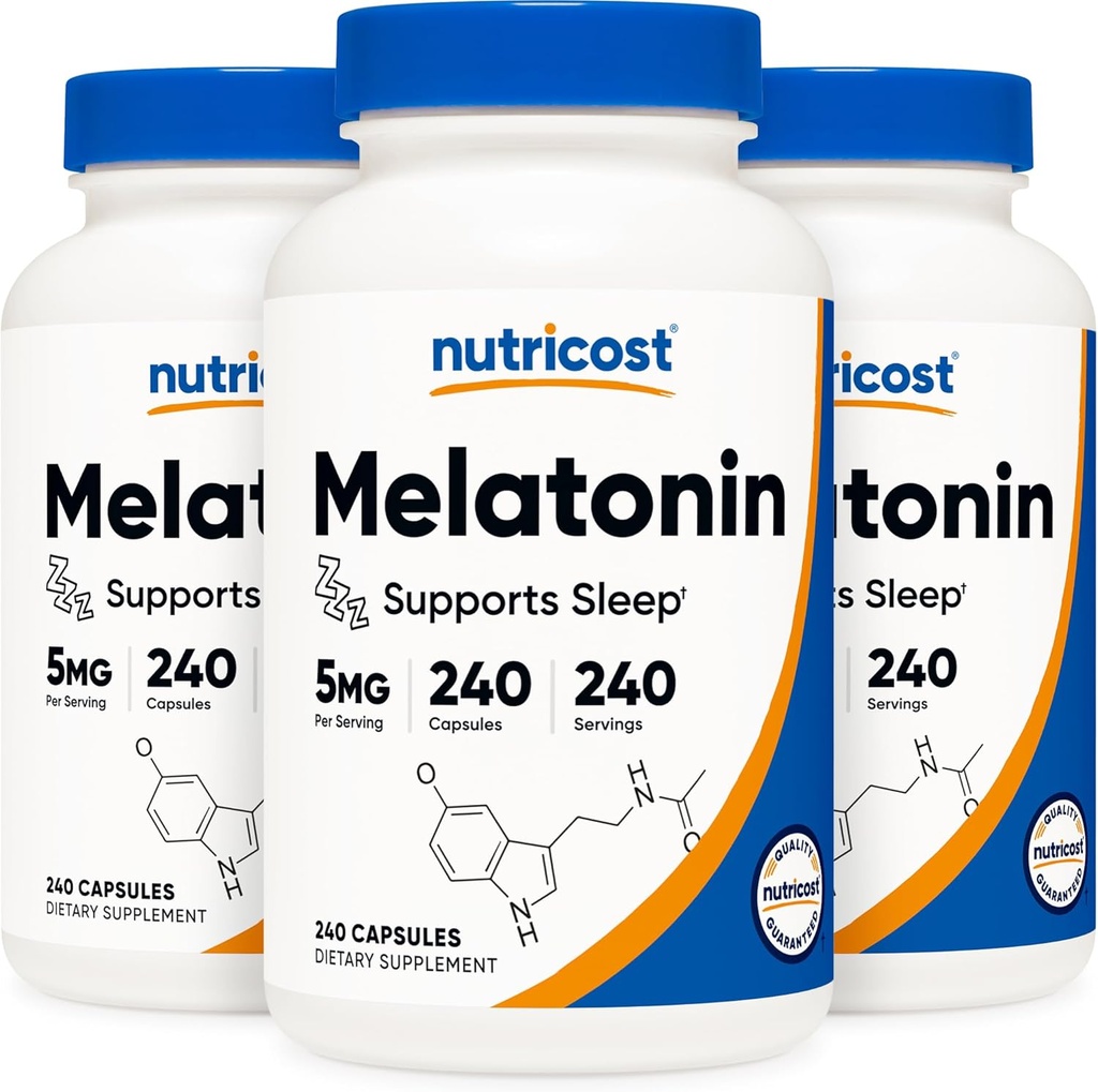 Nutricost Μελατονίνη 5mg, 240 Κάψουλες (3 φιάλες)
