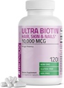 Bronson Ultra Biotin 10.000 McG Hair Skin and Nails Supplement, Μη ΓΤΟ, 120 κάψουλες χορτοφάγων