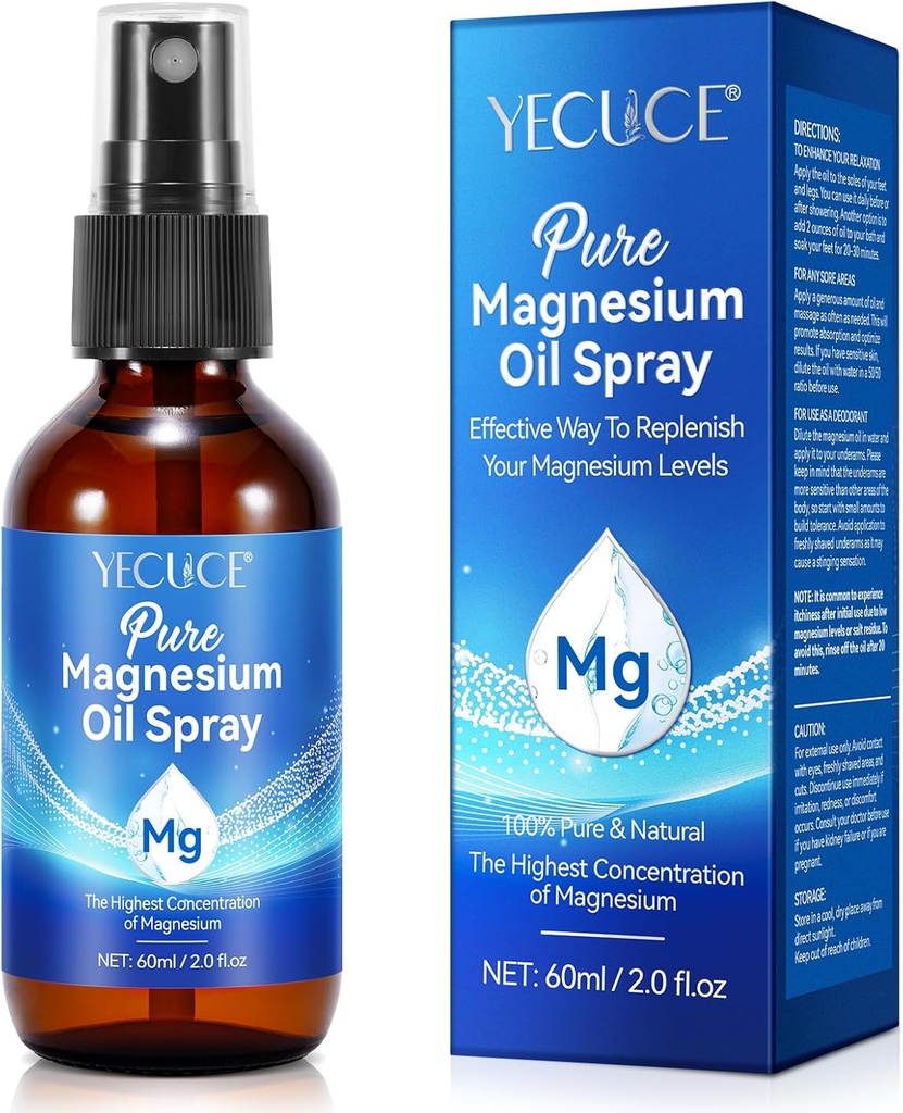 Magnezyum Oil Sprey - Pure Magnezyum - Foot & Sleep için yapıştırıcı (2.02 Fl Oz), Blue
