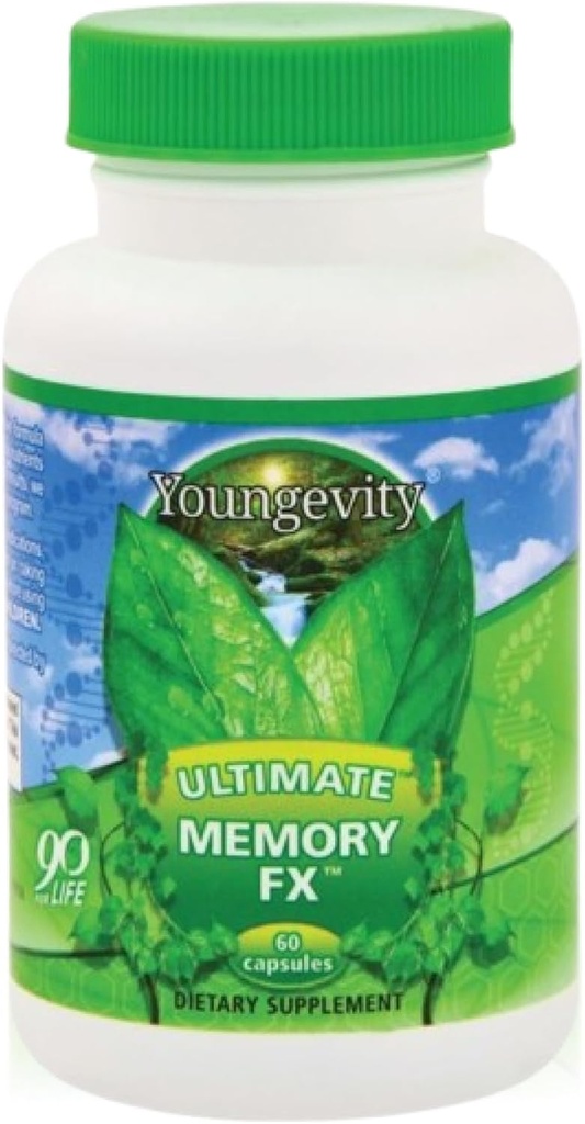 Youngevity Ultimate Memory FXTM: Ginkgo Leaf, Periwinkle Herb + Vitaminleri Beyin Fonksiyonu ve Hafızayı Desteklemek için - Beyin Sağlığı, Memory Retention Supplement (60 Capsules)