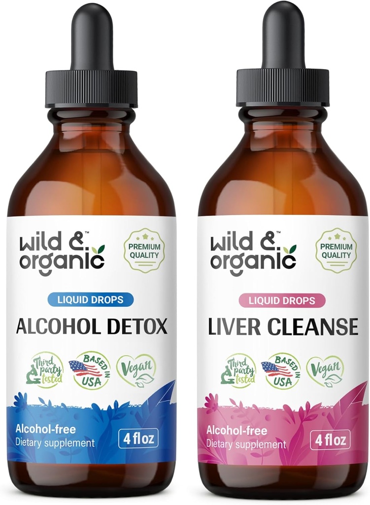Wild & Organic Alkol Detox Tincture 4 fl oz & Liver Cleanse Tincture 4 fl oz