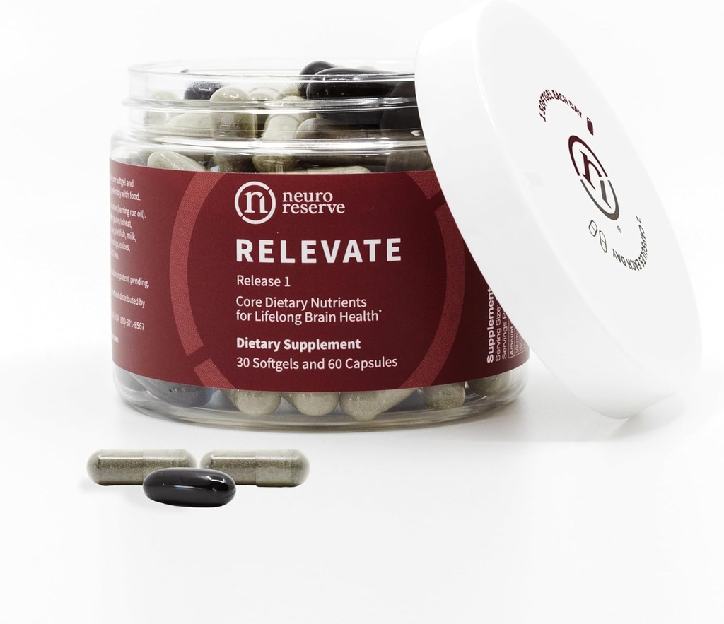 RELEVATE Brain Health Supplement; Memory, Focus, Energy, Sleep, Eyes & Sağlıklı Ağlama; Doktor Formula; Quercetin, Lutein, Magnezyum Glycinate, Omega 3 DHA EPA, B12, B3, D3, D3