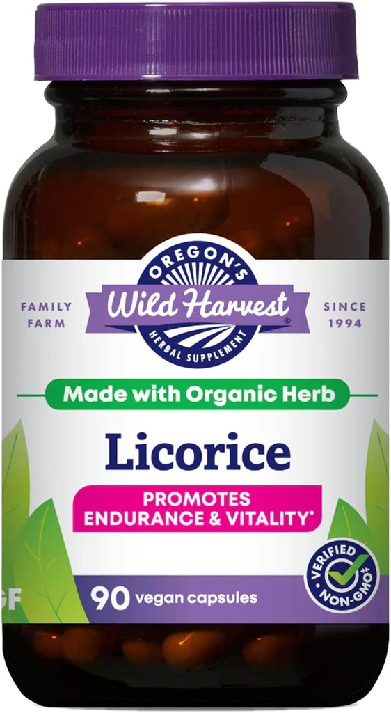 Oregon'un Wild Harvest Organic Licorice Root Capsules, 90 Count
