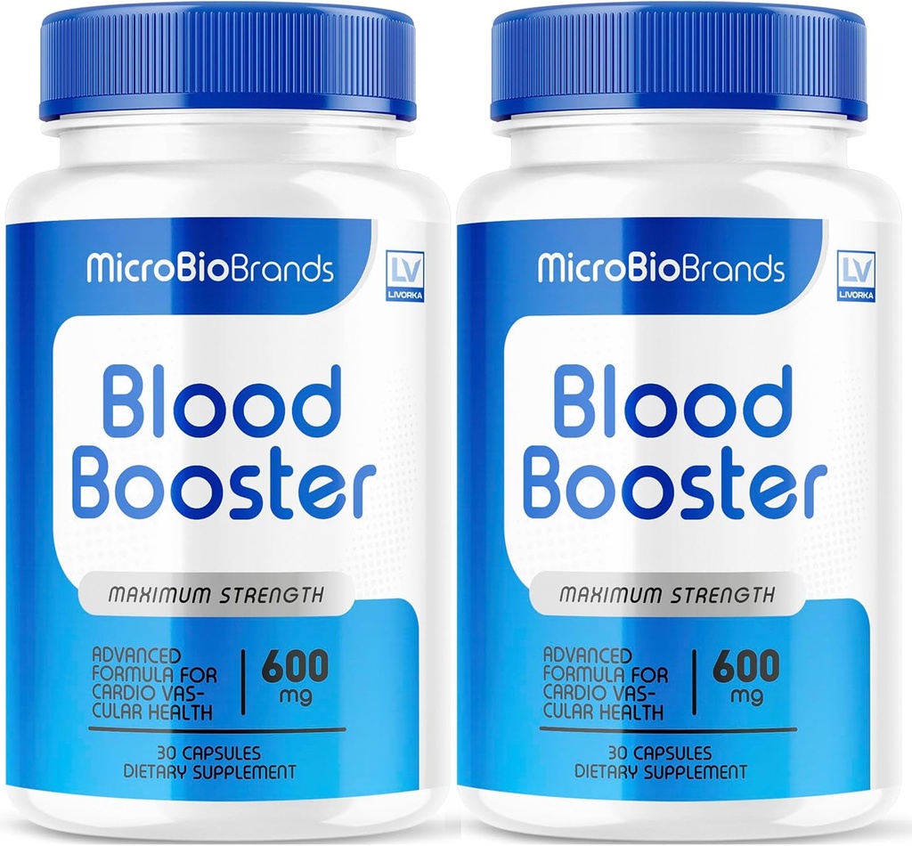 (2 Pack) Microbio Blood Booster, Microbio Blood Booster Pills, Micro Bio Brand Blood Booster, Micro Bio Blood Booster Advanced Formula, Microbio Brands BloodBooster, 60 Capsules for 2 Months