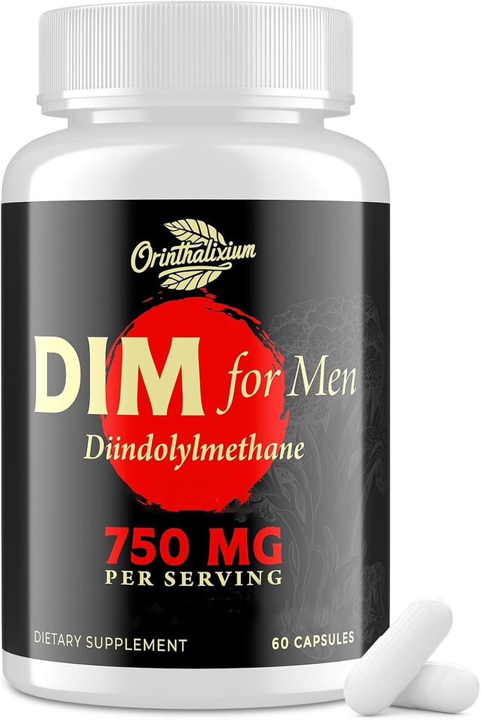 DIM for Men 750MG – Hormon Dengesi, Erkekler için Estrogen Desteği, DIM Supplement, Detox, Vitality & Fitness Performansı –Chrysin & Black Pepper Ekstraksiyon, 60 Capsules (1 Şişe)