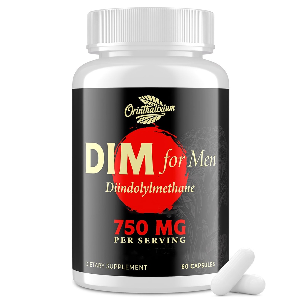 DIM for Men 750MG – Hormon Dengesi, Erkekler için Estrogen Desteği, DIM Supplement, Detox, Vitality & Fitness Performansı –Chrysin & Black Pepper Ekstraksiyon, 60 Capsules (1 Şişe)