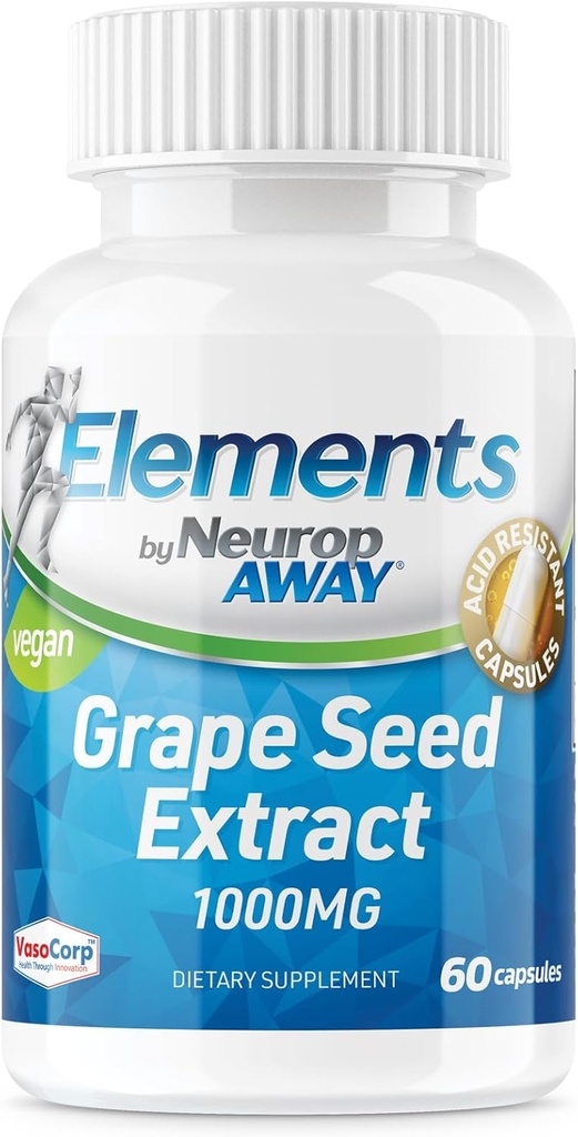 NöropAWAY Elements Grape Seed Extract 1000mg Per Servisi (60 500 mg Acid Capsules Per Şişe) Üçüncü Parti Test Edildi
