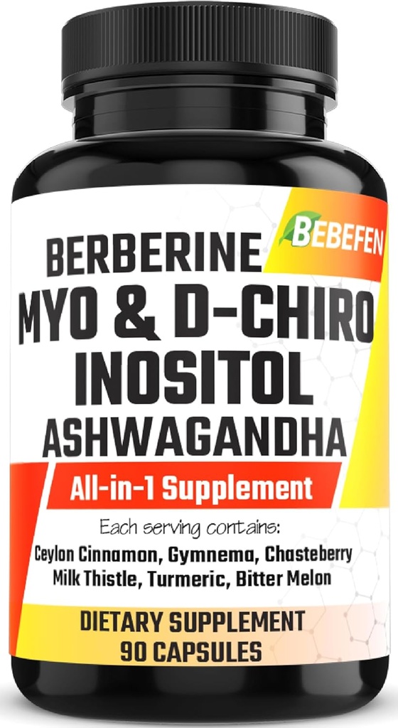 Myo- Inositol & D- Chiro Inositol Κάψουλες με Ashwagandha, Berberine, Cinnamon, Gymnema, Chasteberry, Milk Thistle, Turmeric, Bitter Melon - 90 Κάψουλες