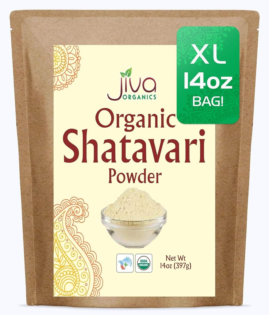 Jiva Organic Shatavari σκόνη 14 ουγγιάς χύμα τσάντα - Ασπαράγγια racemosus - καθαρό αγιουρβεντικό βότανα
