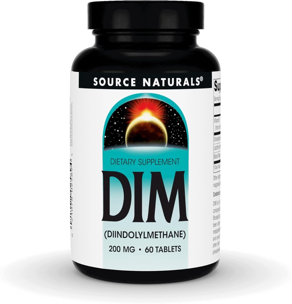 Source Naturals DIM, Diindolylmethane 200mg με BioPerine, Βιταμίνη Ε & Περισσότερα - 60 δισκία