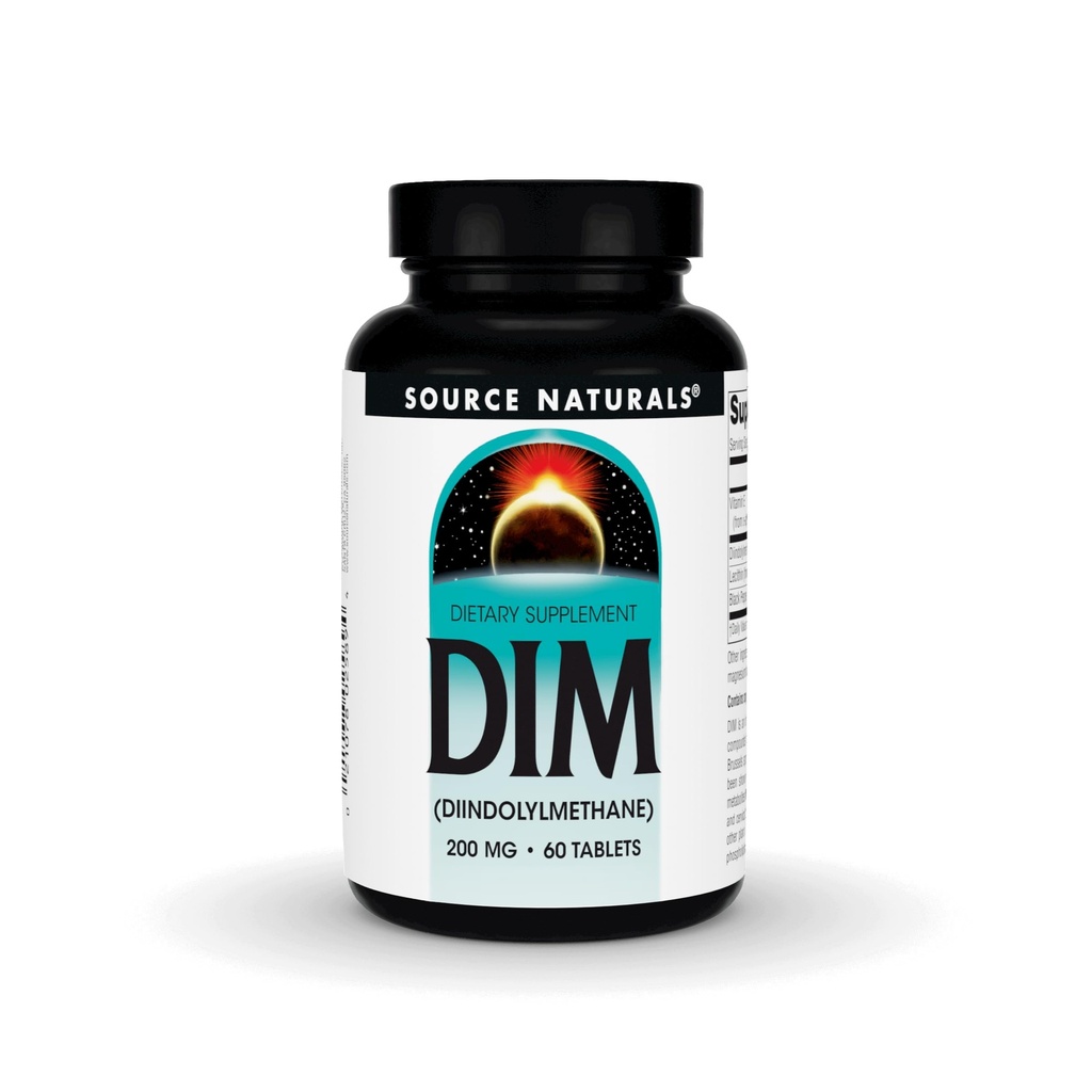 Source Naturals DIM, Diindolylmethane 200mg με BioPerine, Βιταμίνη Ε & Περισσότερα - 60 δισκία