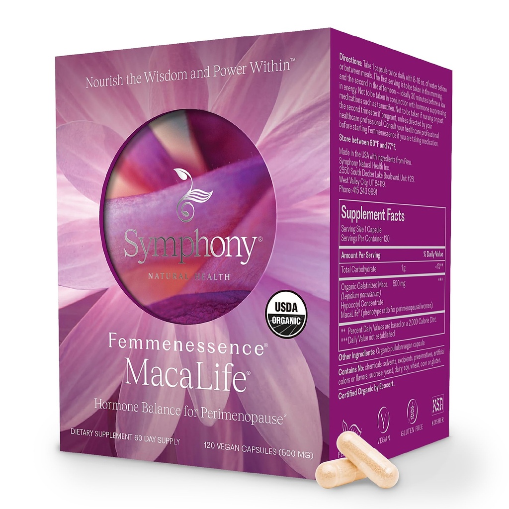 Femmeness® MacaLife® - Klinik olarak Doğal Hormon Dengesi için Perimenopausal Supplement, Symptom Relief, Heart & Mood Support, Eklenen Hormonlar olmadan (120 Capsules, 60 Day Supply)