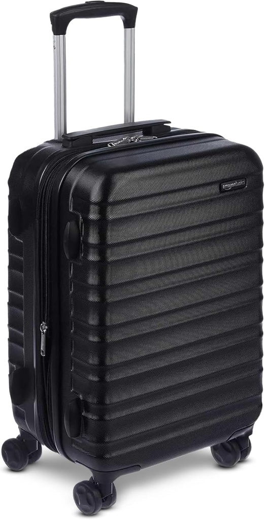   Basics 21" Hardside Carry-On Luggage, Hardshell Suitcase With Wheels, Expandable For Up to 25% More Space, With Scratch-Resistant Surface, Four Multi-directional Wheels, Black