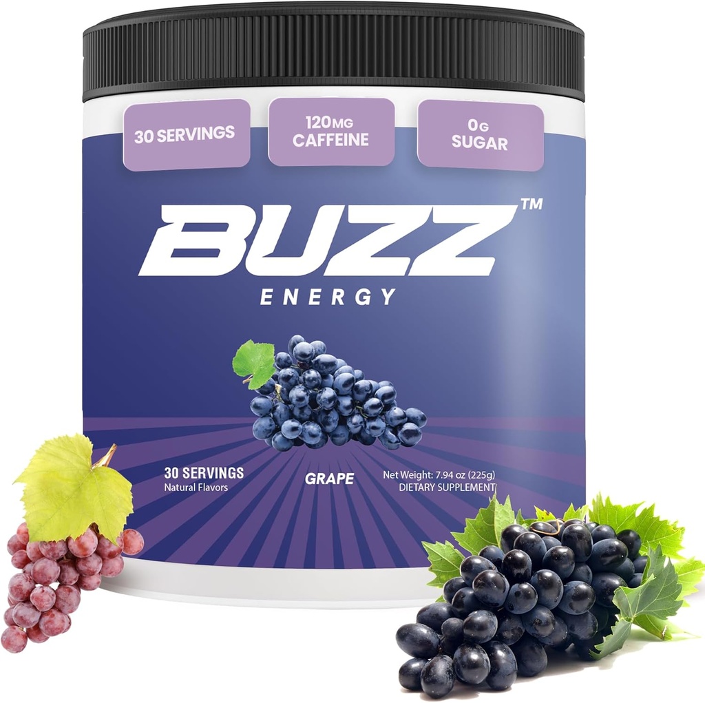 Sabah Buzz Energy Toz Grape İçilir - Enerji Güçlendirici Mix - Antioksitlerle Şekersiz Enerji - Sabah Kickstart ve Spor Beslenme Endurance Ürün