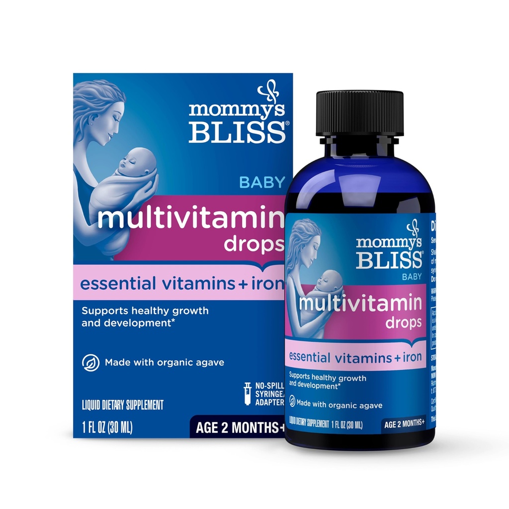 Anne'nin Bliss Bebek Multivitamin + Iron, Daily Essential Vitaminleri Immune Support, Sağlıklı Büyüme ve Bone Development*, Yaş 2 Ay+, 30 ml, Liquid