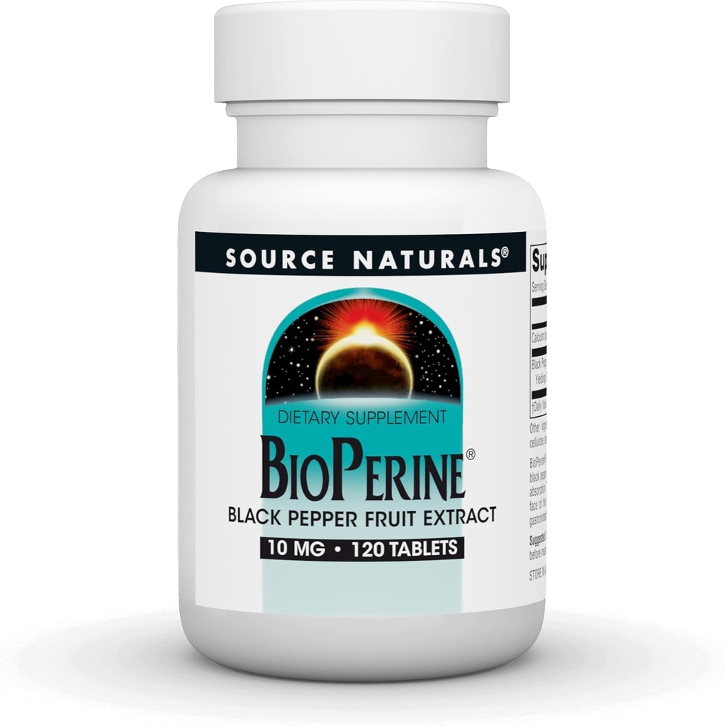 Source Naturals BioPerine - Black Pepper Fruit Extract, Προάγει την Απορρόφηση θρεπτικών ουσιών * 10 mg, 120 δισκία